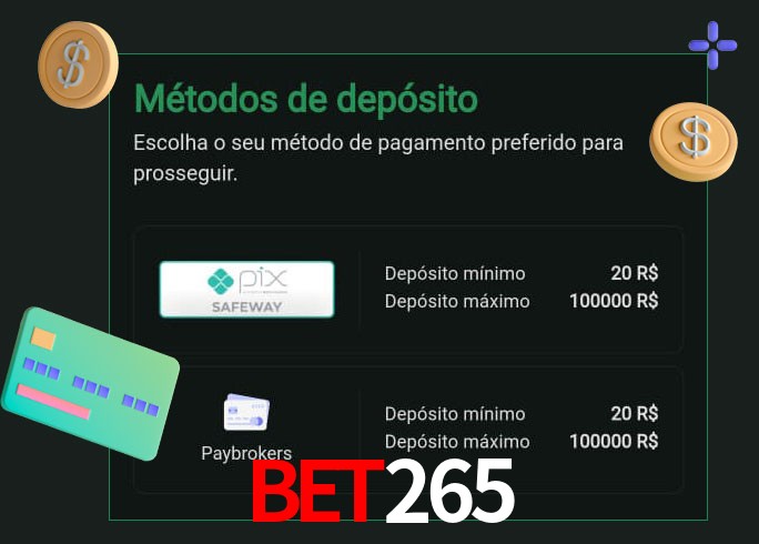O cassino bet265 oferece uma grande variedade de métodos de pagamento